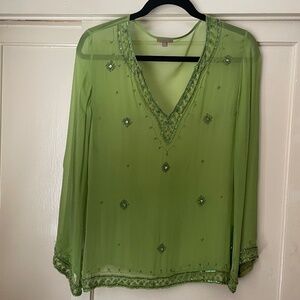 Vintage 100% beaded silk tunic from India